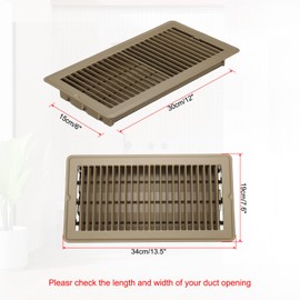 PATIKIL 12 x 6 Inch Floor Register, 1pcs Heavy Duty Air Vent Cover Steel Adjustable Decor Vents Easy Adjust Floor Grates for Sidewall Home Office, Brown