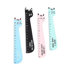 AORHOFJ 4 Pieces Animal Style Wooden Ruler Kids Ruler Cat Ruler Cute Animal Collection Kids Students Office