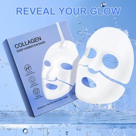 Collagen Face Mask 6pcs, Bio Collagen Face Mask, Moisturize, Firm & Enhance Skin Vitality, Deep Hydration Mask for Pore Minimizing and Elasticity Improvement
