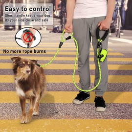 Strong Rope Dog lead 6ft Long with Two Padded Handles,Heavy Duty,Reflective Double Handle Training Dog Lead for Large Dogs or Medium Dogs,Dual Handles Leash(Green)