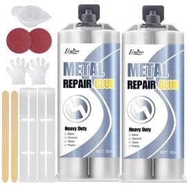 Metal Glue - 2 Part Epoxy Heavy Duty Welding Glue for Bonding and Repairing the Crack Leaking Stainless Steel, Ceramics, Plastic, Metallic Alloys - Super Liquid Metal Filler, Heat-Resistant - 3.5oz