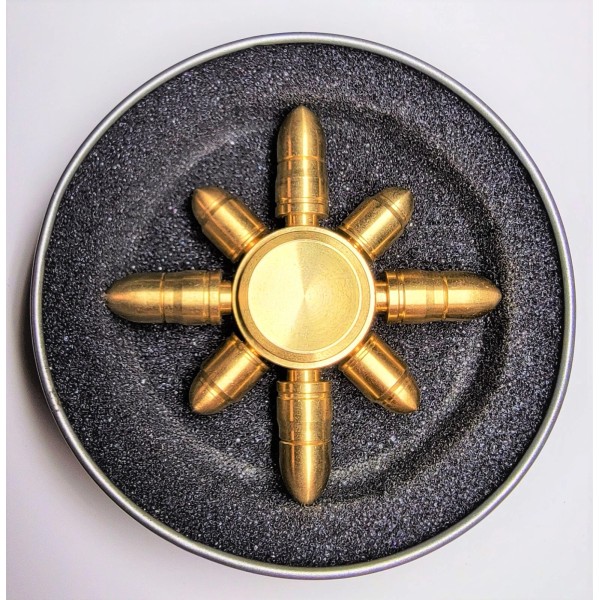 Unbranded PREMIUM Brass Bullet Fidget Spinner Revolver 8 Removable Metal