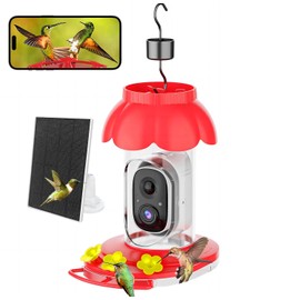 Hummingbird Feeder with Camera, Smart Hummingbird Feeder Camera Solar Powered with AI Identify, Auto Capture Bird Videos & Motion Detection, Ideal Gift for Bird Lovers