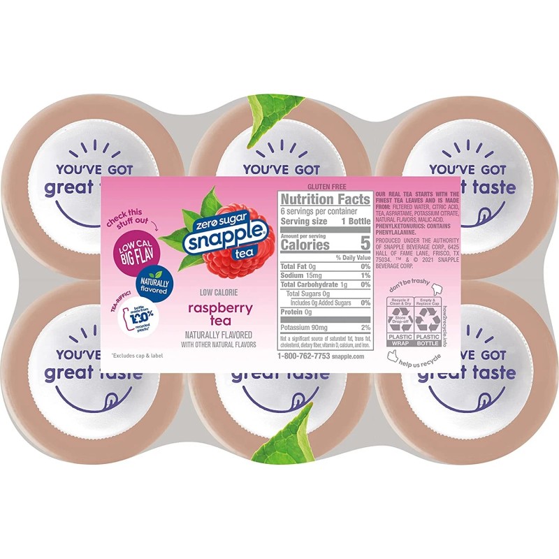 Snapple Diet Zero Sugar Raspberry 16 oz Bottles (Pack Of