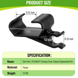 Feekoon 4 Pcs Tonneau Cover Clamps Compatible with BAKFlip MX4/F1/G2/HD/FiberMax/VP/Endura/CS/CS-F1, Tonneau Cover Prop Rod Clips Replacement for Parts-351b0024, Truck Bed Cover Parts