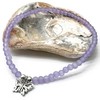 Pale Purple Frosted Glass Bead Anklet with Silver Plated Butterfly