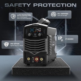 SS-140M 140Amp 110V Gasless MIG Welder, LCD Display Flux Core MIG/Lift TIG/Stick 3 in 1 Welding Machine with Synergic Control and IGBT Inverter