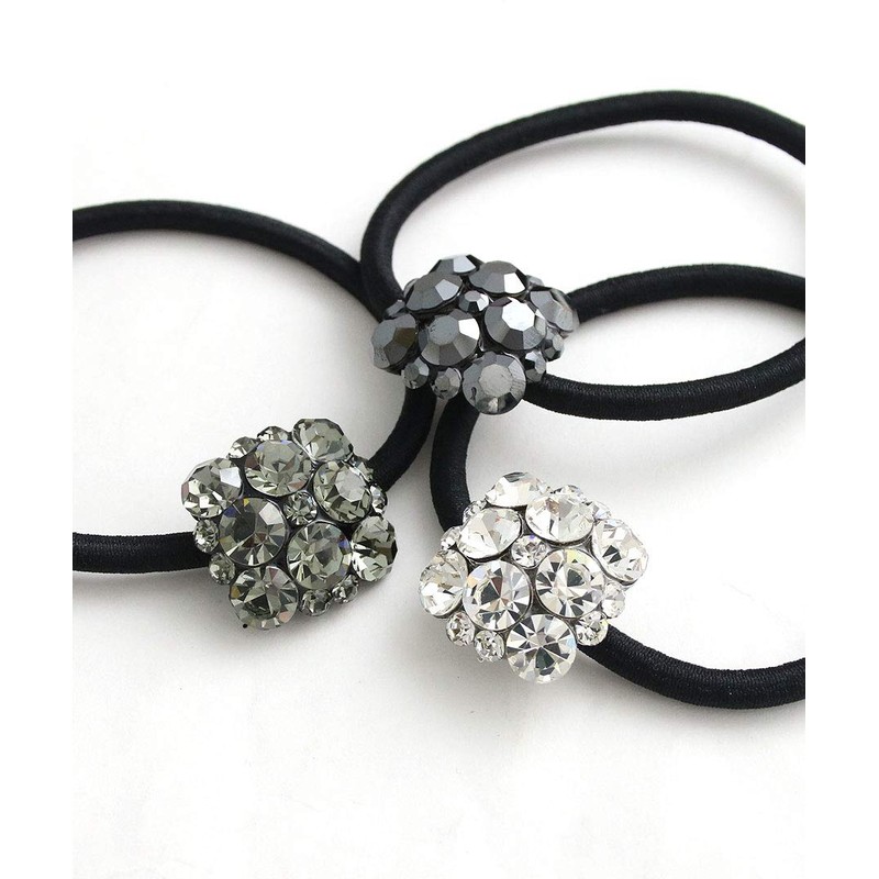 VINGTAINE H7359-BL- Rhinestone Bijou Square Hair Elastic Casual Hair Accessory