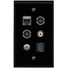 RiteAV CAT7 Coax HDMI RCA White 2 TOSLINK Flat/Solid Wall Plate [Black]
