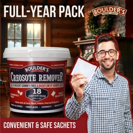 Creosote Remover for Fireplaces,Chimneys, Pellet & Wood Stoves - 18 Pre-Measured Portion Bags, Non-Toxic Chimney Cleaner, Removes Tar & Creosote Buildup, Prevents Chimney Fires, Improves Heating