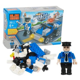 Block Head Police Station Police Cruiser and Figure Play Set 48 Piece