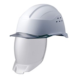 Midori Anzen Samurai 2 Helmet for Work, Made of PC, Shield Surface, Air Vent, Rain Guard, SC21PCLVS RA3 KP, White/Smoke