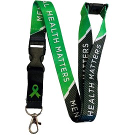 PAC Supplies Global Green Ribbon - Mental Health Matters Awareness Neck Lanyard With Safety Breakaway & Detachable Buckle Clip