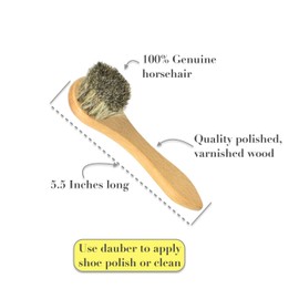 Ralyn 3 Count Shoe Shine Brush Set - 5' Long Handle Horse Hair Dauber Applicator - Light & Dark Horsehair Dauber, Professional Buffing Cloth - Shoe Polish Brush for Leather & Shoes