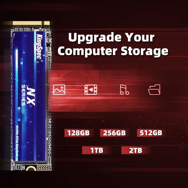 KingSpec NX Series 512GB Gen3x4 NVMe M.2 SSD, Up to