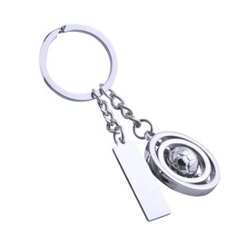 SKDFHOD Football Keyring, Metal Rotating 3D Sports Keychain, Car Keychain Decoration with O-Ring, Boys Silver Keyring Pendant Sports Fan Keyring Football Fans Gift, silver