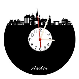 bigcopy e.K. Aachen Skyline Wall Clock with Dial, High-Quality Acrylic Glass Clock with Quartz Movement