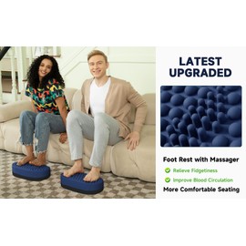 Dikdoc Foot Rest for Under Desk at Work, Home Office Foot Stool, Ottoman Foot Massager for Plantar Fasciitis Relief, Soft Silicone Footrests, Anti-Fatigue Fidget Toy (Blue)