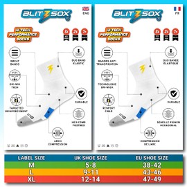 BLITZSOX Unisex Tennis Socks with Hi-Tech Performance Max Cushion, Moisture Wicking, White Quarter Length Tennis Socks for Men & Women, Pack of 3 (UK 3-5)