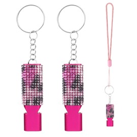 Biiange 2 Pack Bling Purple Whistle, Whistle for Coaches with Lanyard, Coaches Referee Sports Whistles, Loud Metal Sports Whistle Sets for Coaches, Referees, and Hikers (Rose Red)