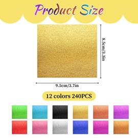 240 Sheets Gold Leaf Sheets 12 Colors Gold Foil Leaf Multi-Color Imitation Gold Leaf Paper for Art Decoration, Painting, Nails, Handicrafts, DIY Crafts(3.15 x 3.35 Inches)