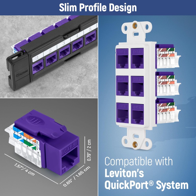 Everest Media Solutions 45° Angled CAT6 Keystone Jack in Purple
