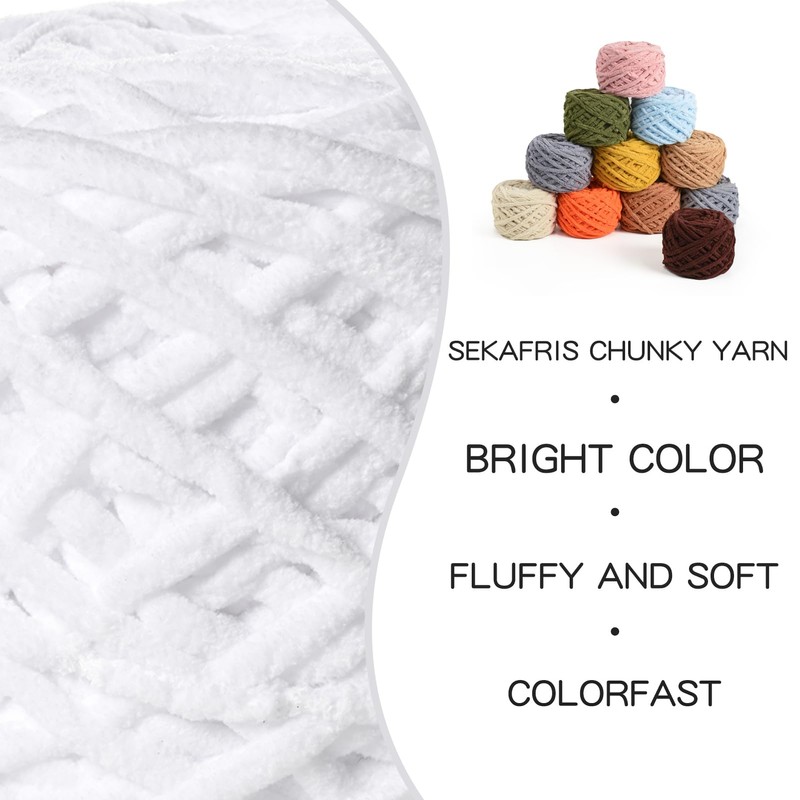 3 Pack Fluffy Chenille Chunky Yarn for Crocheting 100g(65.6yd) -