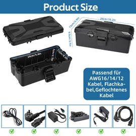 Luziyun Waterproof Cable Box, IP54 Garden Cable Box Waterproof with Removable Shield Covers, Plug Protection, Outdoor Waterproof, Socket, Plug Timer, Holiday Light (24 x 11 x 7 cm)