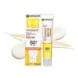 Garnier Vitamin C Sun Protection Cream, Invisible Brightening Fluid, SPF 50+, Protects and Corrects Sun Damage, for Face & Neck, Vegan, For All Skin Types, Daily UV Invisible, 40 ml