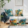 LANBEIDE Teal Gold Ginkgo Cushion Cover, Set of 4 Ginkgo