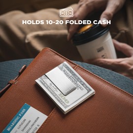 VULKIT Money Clip Stainless Steel Cash Holder EDC Accessories Men's Money Clips, Silver-2pcs, Slim