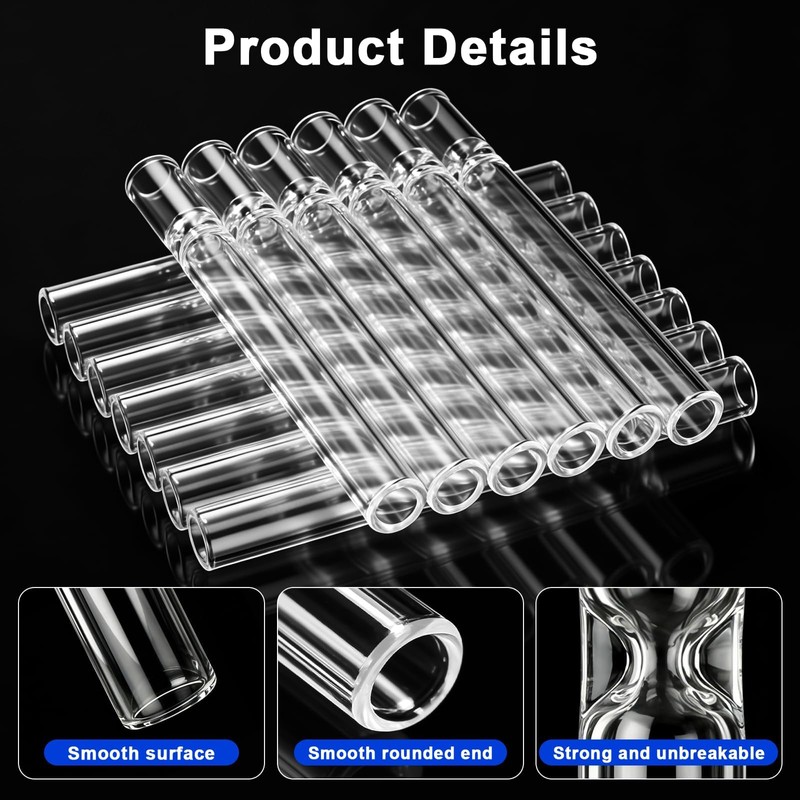 GLOMAXLY 24 Pcs Borosilicate Glass Tubes 4.4 Inch, Thick Wall
