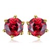 JewelryPalace Round 1.3ct Natural Red Garnet Stud Earrings for Women, 925 Sterling Silver 14k Yellow Gold Plated Stud Earrings for Her, Genuine Gemstone Jewelry Gift for Women