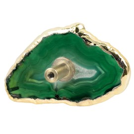 mookaitedecor Set of 4 Agate Slice Cabinet Knobs with Screws, Gold Plated Agate Drawer Pulls Handles for Dresser Kitchen Wardrobe Decorative