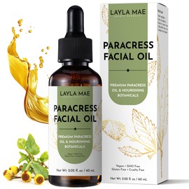Layla Mae Paracress Facial Oil - Anti-Aging Moisturizing Essential Oil for Wrinkle Reduction Firming Brightening & Smooth Fine Lines - Natural Face Serum for All Skin Types - 60 mL