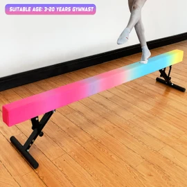 MARFULA Adjustable Balance Beam 8 ft Gymnastic Beam Adjustable Height for Kids and Teenage of All Gymnastic Levels, Gymnastic Training Beam Gymnastic Equipment for Athlete Home and Gym Club Use