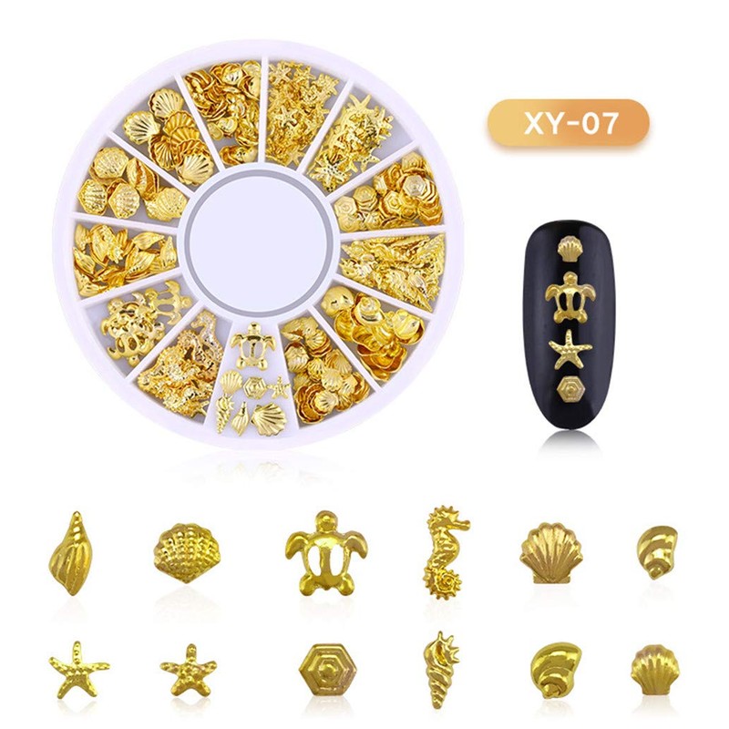 6 Boxes Nail Art Studs - 3D Decorations Alloy Gems
