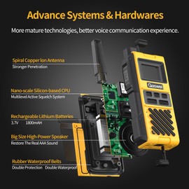Gaswei G1pro IP67 Waterproof FRS Heavy Duty Long Range Walkie Talkies for Adults, vibrate Rechargeable 2 watt Emergency Two Way Radios, 22 Channel Walky Talky with Li-ion Battery, VOX ，USB-C (2pack)