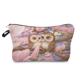 Livel lhood Cartoon Owl Makeup Bag Cute Small Organizer Bag Travel Toiletry Zipper Pouch Cartoon Owl Couple Cosmetic Bag Birthday Present for Owl Lovers Women Friends