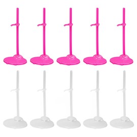 LQIOACU Pack of 10 Stands for Mon ster High Dolls, Doll Stand, Doll Stand Holder, Figures Display Rack, Doll Holder Support, Teddy Bear Stand, White