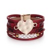 Long tiantian Heart Leather Wrap Bracelets Pink Bracelets Stackable Boho