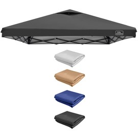KAMPKEEPER Replacement Top Pop Up Canopy Tent Cover Roof with Air Vent and Adjustable Elastic Strap, Polyester UV Waterproof for Outdoor Garden Patio Sun Shade(Top Only) (Black, 8x8FT)