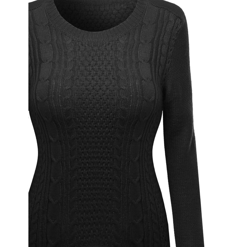 Awesome21 27 Inch Long Cable Knit Sweater Black Size S