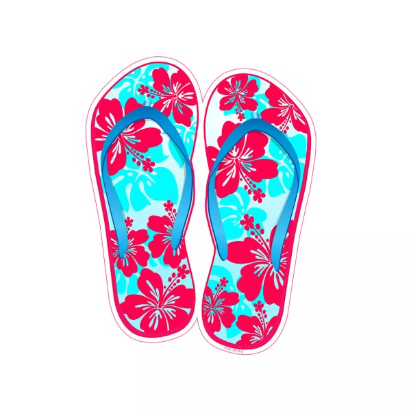 Real Sticky Hibiscus Flower Flip Flop Sticker Beach Cooler Cup