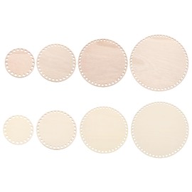 PATIKIL 4"/6"/8"/10" Diameter Crochet Basket Bottom, 8 Pcs Round Blank Crochet Knitting Wooden Base for DIY Craft Weaving Basket Making Supplies Home Decoration, Brown/Wood Color