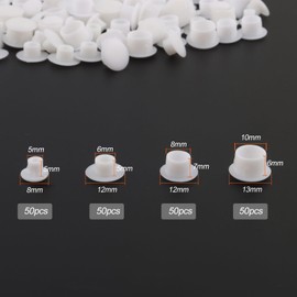Pack of 200 drill hole cover caps, cover caps for drill holes 5 6 8 10 mm, hole plugs, cover plugs, screws, plastic cover caps, white, plastic drill hole cover caps