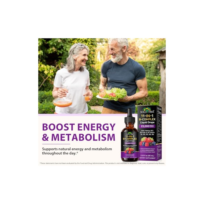11-in-1 Vitamin B Complex Liquid Drops - High Potency 5000mcg