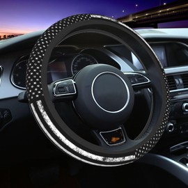 Black American Flag Steering Wheel Cover - Retro America Flag 15 Inch Steering Wheel Car Accessories Universal Vintage USA Steering Wheel Cover Women Men Neoprene Anti Slip Wheel Cover Protector