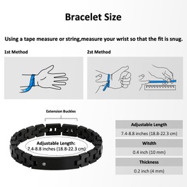 Feifuli Men's Stainless Steel Bracelet 7.4-8.8 Inches Solid Thick Chain