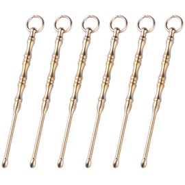 JKJF 6 Pcs Brass Snuff Spoon Tiny Powder Spoon Scoops Mini Spoon Shovel Vintage Mini Spoon Keychain Pendant Charms Necklace Loop for Spices Sand Salts - Bamboo